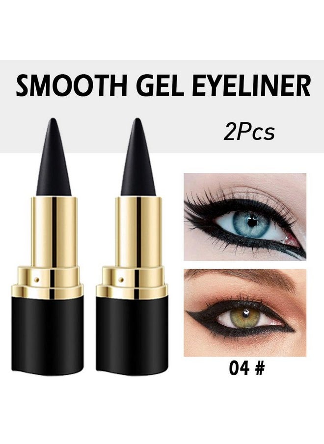 2Pcs Black Gel Eyeliner Pencil Set,Natural Cream Eye Liner Waterproof Smudge Proof,Cat Eye Black Smokey Eyeshadow Stick Crayon,Goth Halloween Makeup,Delineador De Ojos Contra El Agua