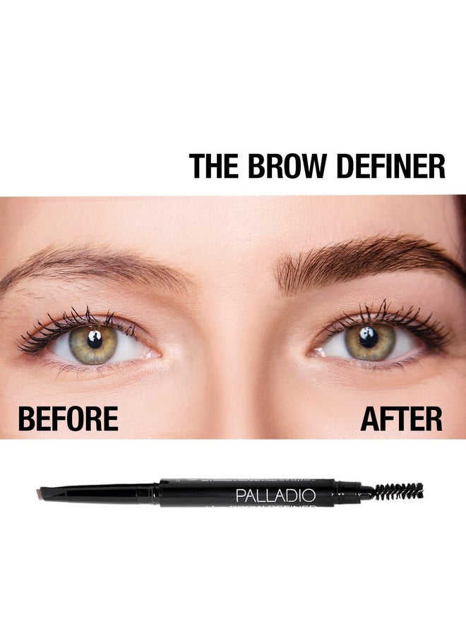 Brow Definer Retractable Pencil, Triangular Tip Fills Brows For A Natural Look, Tame And Shape Eyebrows With Spoolie Brush, Eyebrow Shaper, Buildable Light To Dark Colors, (Taupe)