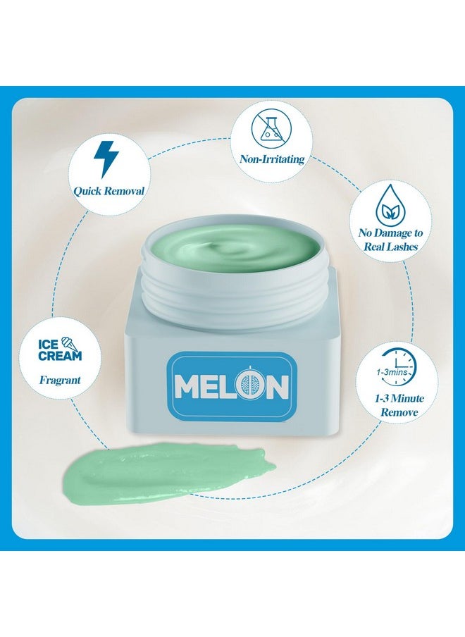 Lash Remover For Lash Extensions Eyelash Extension Remover Kit 10Ml Melon Flavor Lash Glue Remover With Eye Patch Brushes Quick Dissolves Low Irritation For Professional Use Only(Melon)