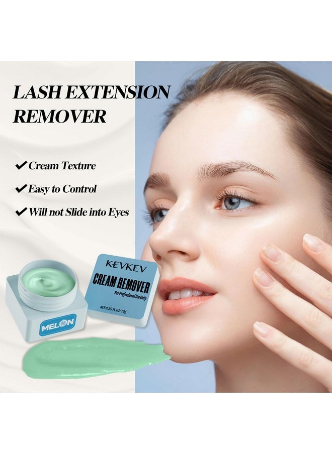 Lash Remover For Lash Extensions Eyelash Extension Remover Kit 10Ml Melon Flavor Lash Glue Remover With Eye Patch Brushes Quick Dissolves Low Irritation For Professional Use Only(Melon)