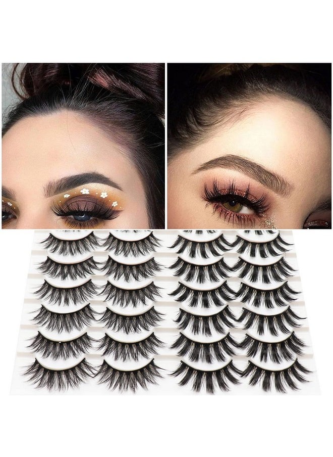 Lashes 3D Faux Mink Lashes Fluffy False Eyelashes Natural Look 14 Pairs Lashes Pack Luxury Wispy Fake Eyelashes (Mix1)