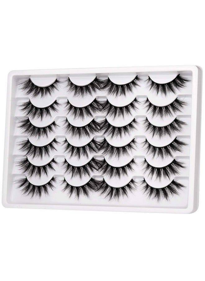 Ashes Pack Wispy 3D Faux Mink Lashes 18 Mm False Eyelashes Soft Reusable Handmade Fake Eyelashes, 12 Pairs Pack By Pawotence