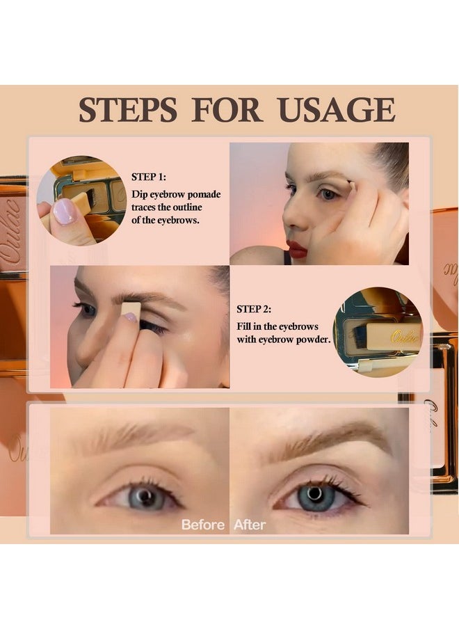 Waterproof Eyebrow Powder Gray Kit With Brow Brush 2 In1 Long Lasting Instant Eyebrow Pomade & Powder Natural Makeup For Sparse Brows 3.2 G/0.11 Oz, Strawburn