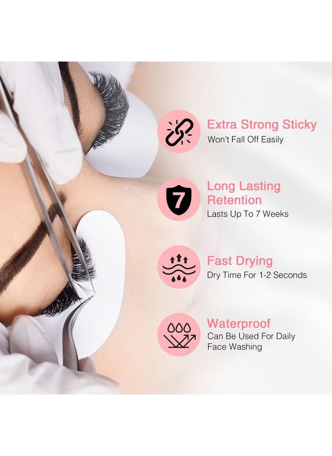 Lash Extension Glue - Fast Drying Strong Hold Eyelash Glue For Lash Extensions 7 Weeks Long Lasting Retention Eyelash Glue For Lash Extensions (0.17Fl.Oz 1-2 Sec)