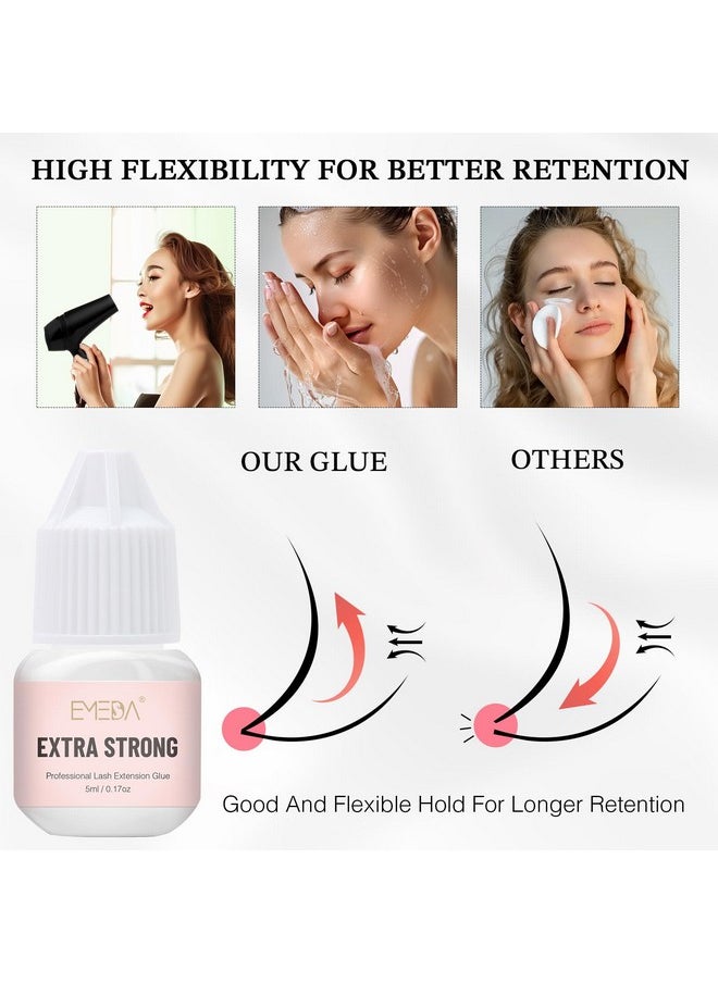 Lash Extension Glue - Fast Drying Strong Hold Eyelash Glue For Lash Extensions 7 Weeks Long Lasting Retention Eyelash Glue For Lash Extensions (0.17Fl.Oz 1-2 Sec)