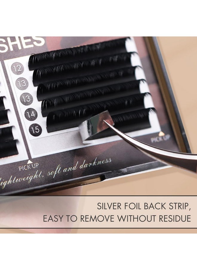 Classic Volume Lash Extensions Cashmere Lash Trays Premium Silk Lashes Soft Matte Black Professional Supplies For Lash Tech(0.15 D 8-16Mm)