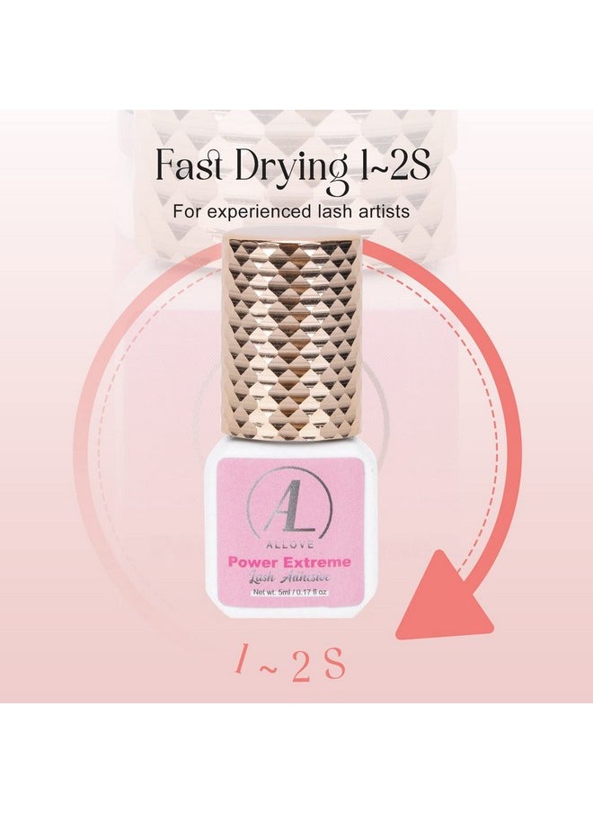 Eyelash Extension Glue For Lash Extensions 1-2S Drying Time Lash Extension Glue Retention Up To 7-8 Weeks Power Extreme Waterproof Lash Glue For Eyelash Extensions Professional Use Only