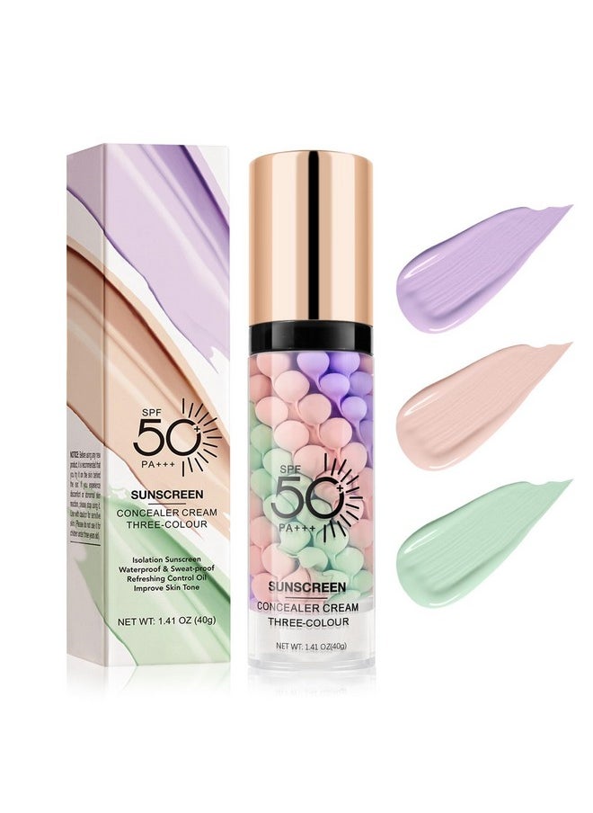 Color Correcting Facial Serum, Spf 50 Pa+++, Moisturizing Makeup Primer, One Step Brightening Primer To Even Skin Tone, Oil Control Skin Corrector, Sheer Finish, Refreshing, Purple Pink Green