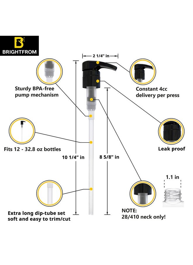 Universal Dispensing Pump, Perfect For Shampoo & Conditioner 1L /33.8 Oz - Fits For Most Bottles Or Any Refillable Bottles From 12Oz To 33.8Oz With 28/410 Neck Size, 2 Pack, White/Black