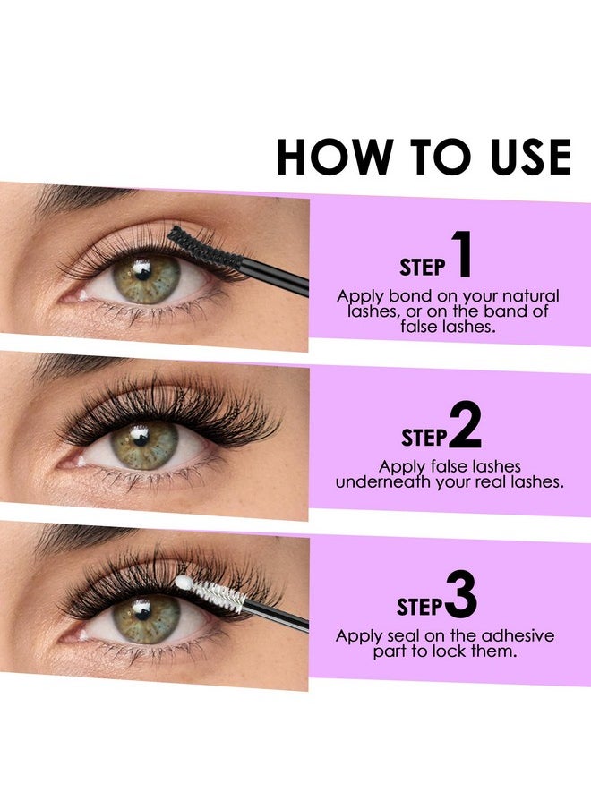 Lash Cluster Glue Lash Bond And Seal Waterproof, Long Lasting Bond And Seal Lash Glue For Cluster Lashes Diy At Home,72H+ Lash Glue For Eyelash Clusters(5Ml Black Bond+5Ml Clear Seal)