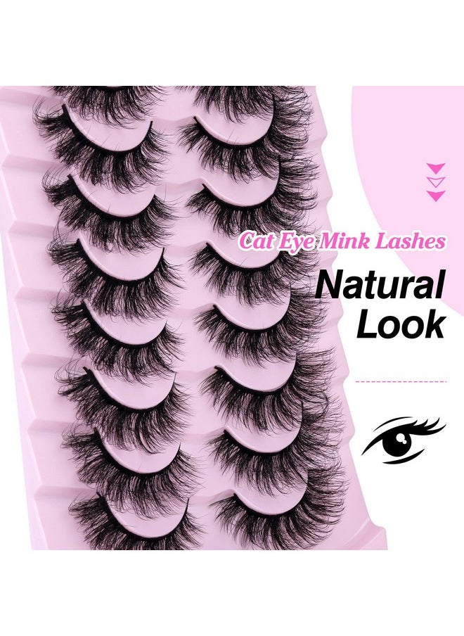 Elashes Fluffy Wispy Mink Lashes 16Mm Natural Full Volume Pestañas Cat Eye Lashes 9 Pairs By Yawamica Black