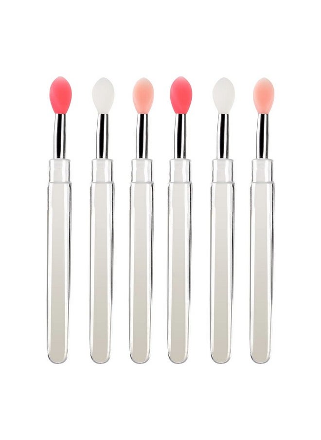 Silicone Lip Brushes With Covers,Lipstick Lip Gloss Applicator Brushes,Makeup Beauty Brushes,6Pcs