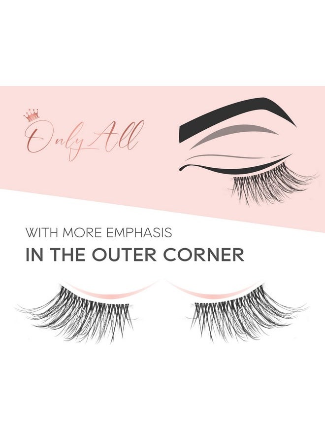 Half Eyelashes Corner Lashes Natural Lashes Half Lashes Wispy End Lashes Corner Eyelashes 3/4 Lashes Clear Band Lashes 7 Pairs C02 (6Mm-14Mm)