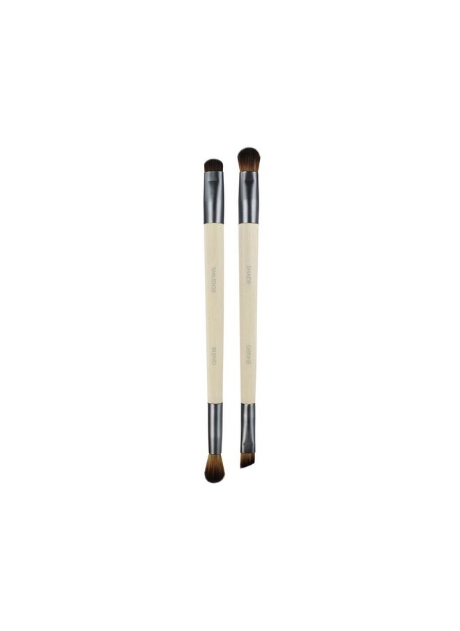 Enhancing Eye Brush Set, Makeup Brushes For Liquid, Cream & Powder Eyeshadow & Eye Liner Application, Dual-Sided & Eco-Friendly, Synthetic Bristles, Cruelty-Free, 2 Piece Set