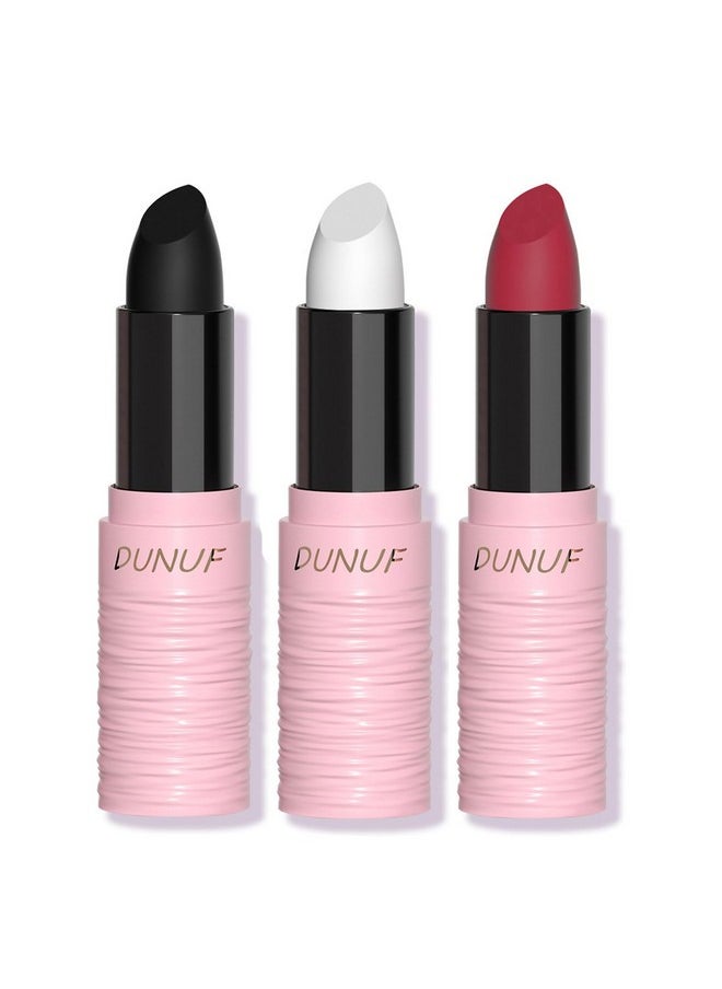Halloween Black White Red Matte Lipstick Set, Black White Lip Face Body Paint Stick, Waterproof Lip Balm For Women, Blendable Face Paint For Goth Makeup Clown Makeup Vampire Skeleton Makeup