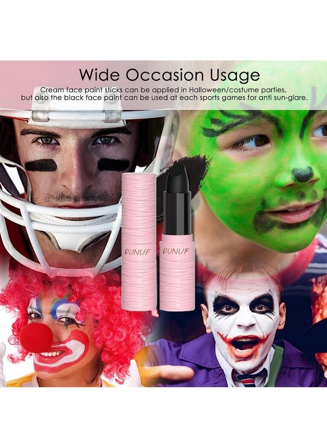 Halloween Black White Red Matte Lipstick Set, Black White Lip Face Body Paint Stick, Waterproof Lip Balm For Women, Blendable Face Paint For Goth Makeup Clown Makeup Vampire Skeleton Makeup