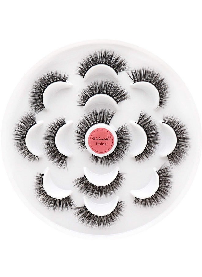 5D Faux Mink Lashes Handmade Luxurious Volume Fluffy Natural False Eyelashes 7 Pairs (Wing)