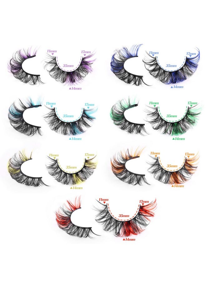 Lashes Mink Lashes With Color Fluffy Natural Wispy Strip Eye Lashes 5D Volume False Eyelashes Pack 7 Pairs Cosply Rainbow Colors Fake Eyelashes By Tnfvloneins