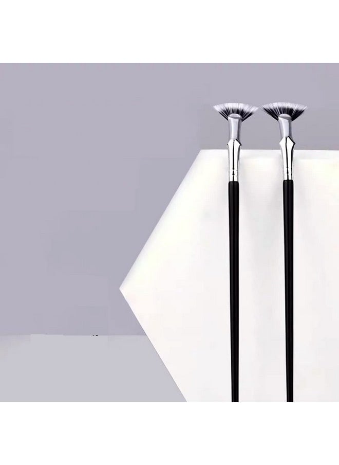 Fan Mascara Brushes Eyelash Eyebrow Brush Makeup Brush Eye Lashes Makeup Tools Eyelash Brush Eyebrow Brush Eye Shadow Brush,2Pcs (Black)