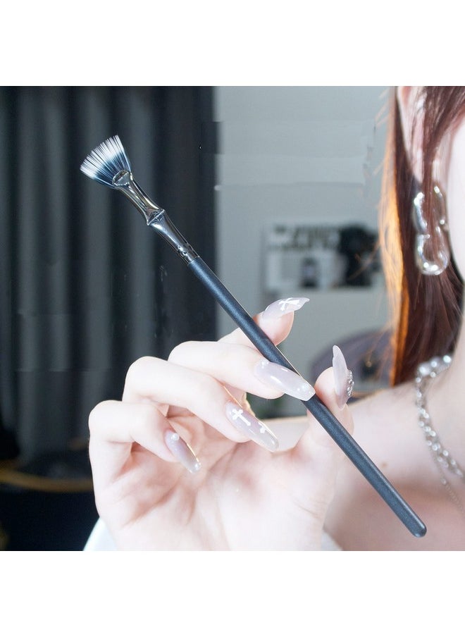 Fan Mascara Brushes Eyelash Eyebrow Brush Makeup Brush Eye Lashes Makeup Tools Eyelash Brush Eyebrow Brush Eye Shadow Brush,2Pcs (Black)