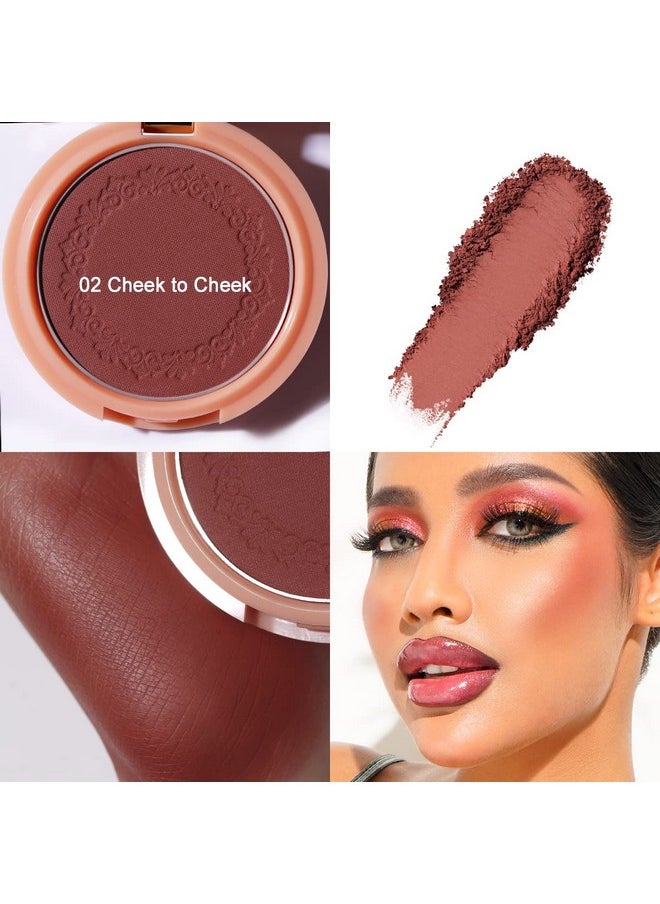 Plummy Brown Blush Makeup Powder| Rich Color Cream Blush Blendable| Natural Matte Tan Skin| Vegan &Cruelty-Free | 02 Cheek To Cheek 4.8G