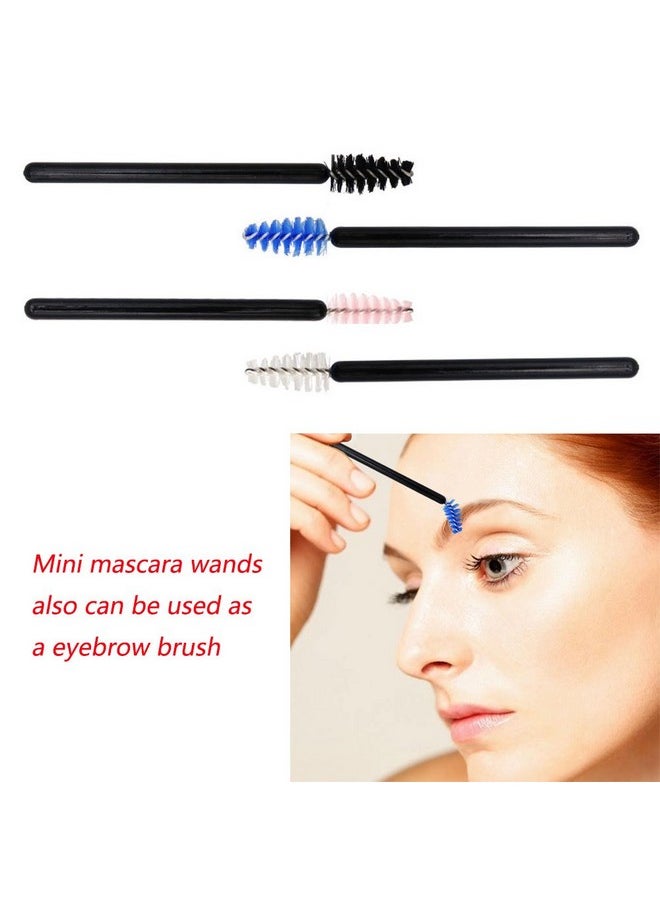 200 Pack Mascara Wands Mini Disposable Eyelash Brushes For Extensions Eye Lash Wand Brow Brush Makeup Tool Bulk, 4 Colors