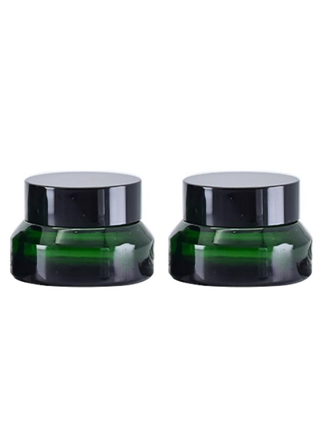 2Pcs 15Ml 0.5 Oz Empty Refillable Matt Green Frosted Glass Cosmetic Jar Containers With Inner Liner Luxury Cosmetic Sample Pot Bb Cc Cream Diy Beauty Tools Accessories Portable Make Up Travel Bottles