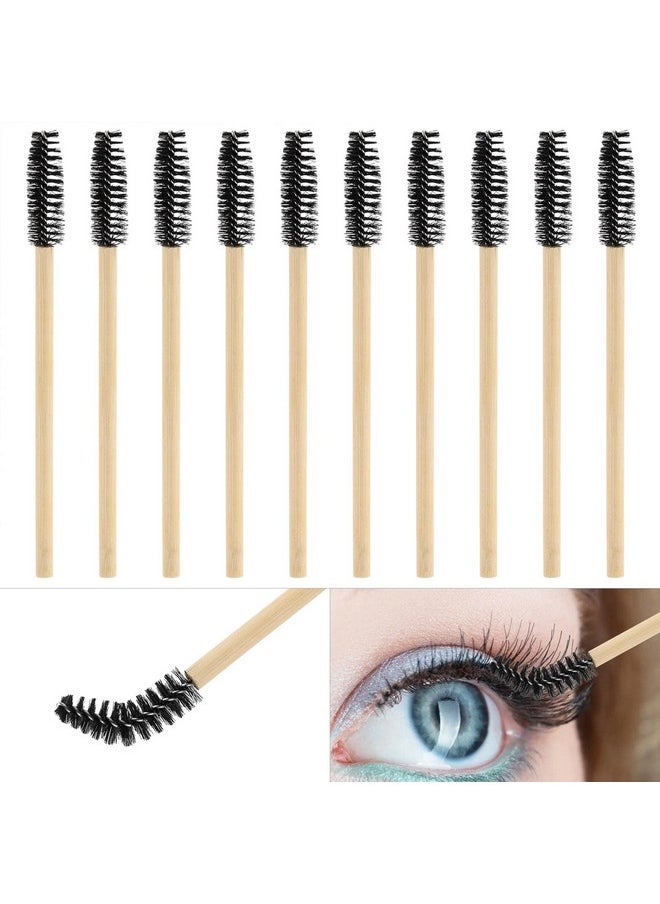 100Pcs Disposable Bamboo Mascara Wand And Lip Brush, Eyelash Brushes Eyebrow Extension Lipstick Applicators Makeup Brush Tool Kits（Black）
