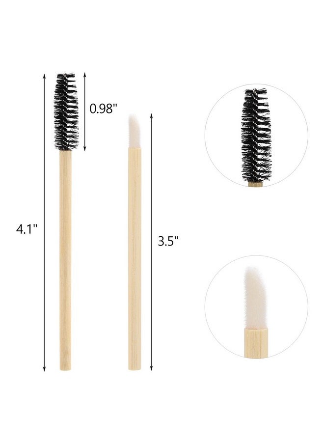 100Pcs Disposable Bamboo Mascara Wand And Lip Brush, Eyelash Brushes Eyebrow Extension Lipstick Applicators Makeup Brush Tool Kits（Black）