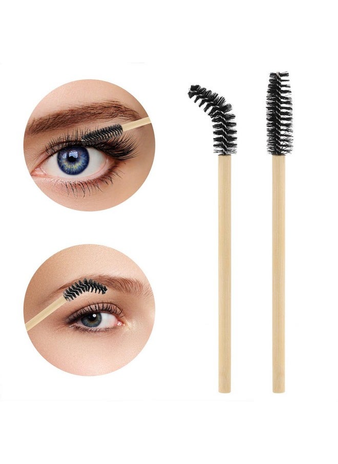 100Pcs Disposable Bamboo Mascara Wand And Lip Brush, Eyelash Brushes Eyebrow Extension Lipstick Applicators Makeup Brush Tool Kits（Black）