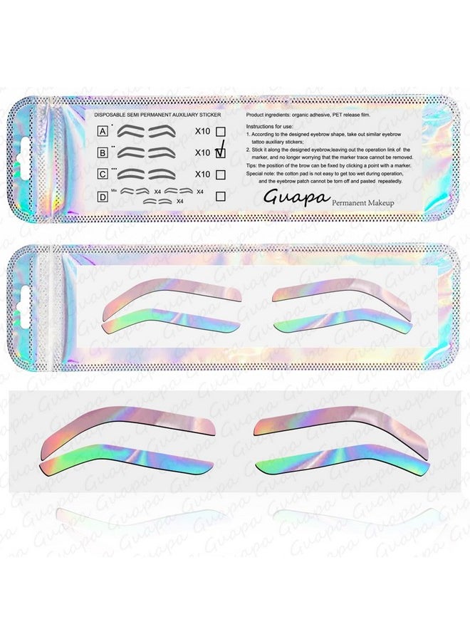 Airbrush Brows Shaping Guides Stickers, Rainbrow Eyebrow Tint Tape Stencils With High Arch/Medium Arch/Flat Brow Options (B-10Pairs Per Bag)