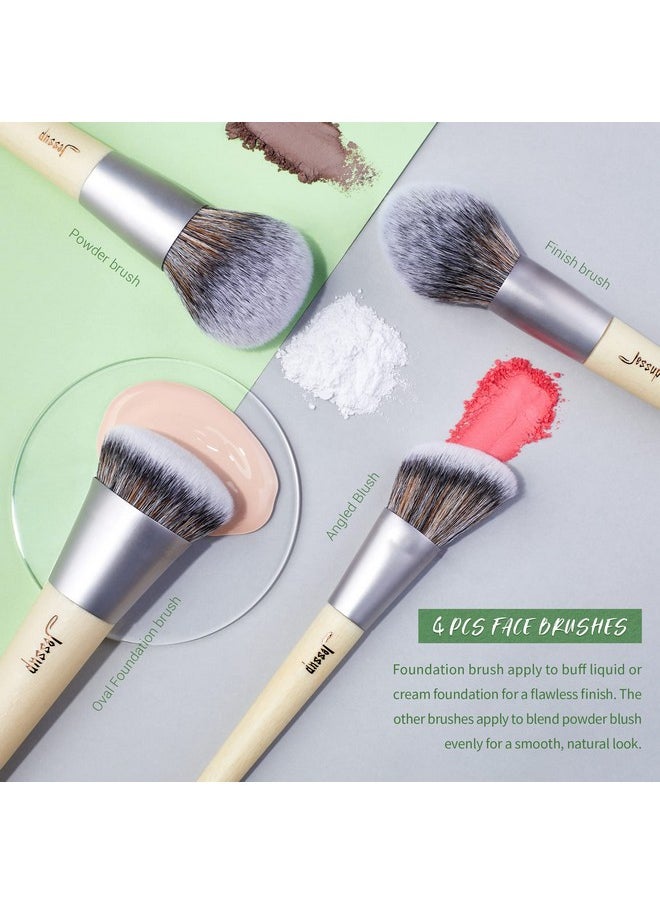 Vegan Makeup Brushes Set Premium Synthetic Powder Foundation Highlight Concealer Eyeshadow Blending Eyebrow Liner Spoolie Brush Set Burlywood 12Pcs T327