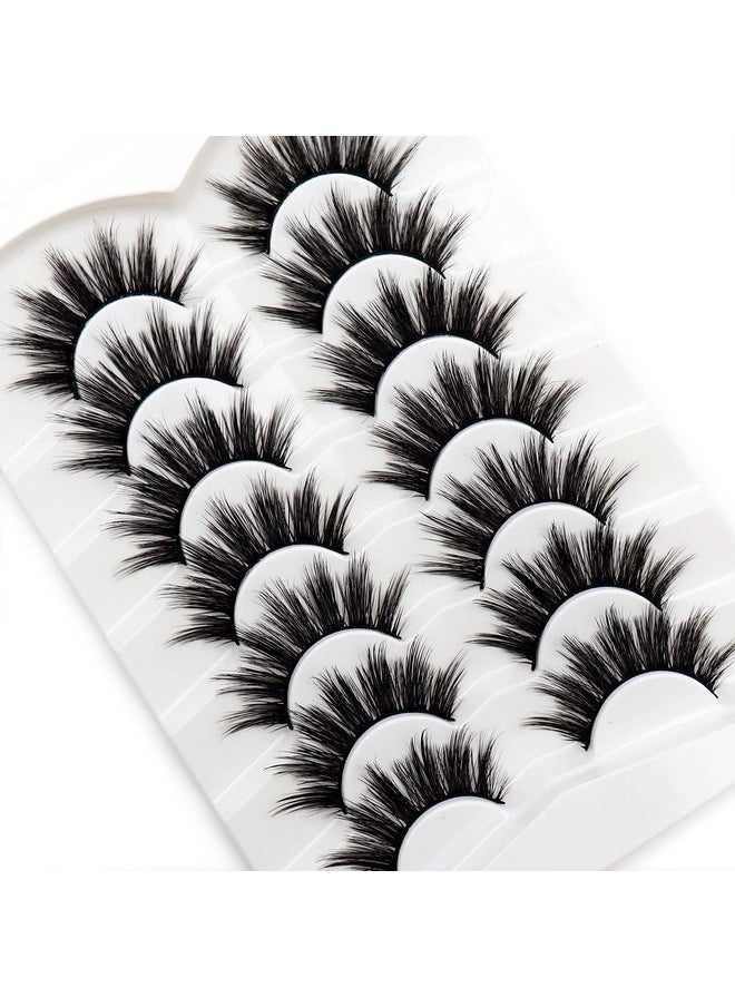 False Eyelashes Wispy Faux Mink Lashes Fluffy Handmade Fake Eyelashes Natural Look 7 Pairs Pack Luxury Cat Eye Lashes (815)