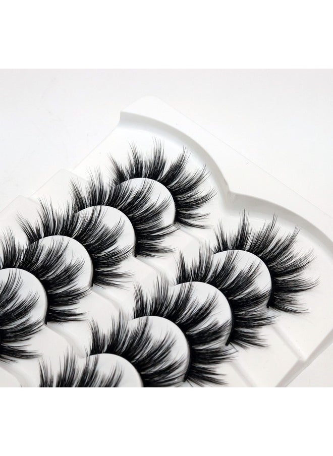 False Eyelashes Wispy Faux Mink Lashes Fluffy Handmade Fake Eyelashes Natural Look 7 Pairs Pack Luxury Cat Eye Lashes (815)