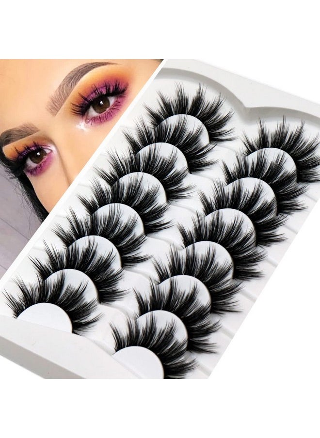 False Eyelashes Wispy Faux Mink Lashes Fluffy Handmade Fake Eyelashes Natural Look 7 Pairs Pack Luxury Cat Eye Lashes (815)