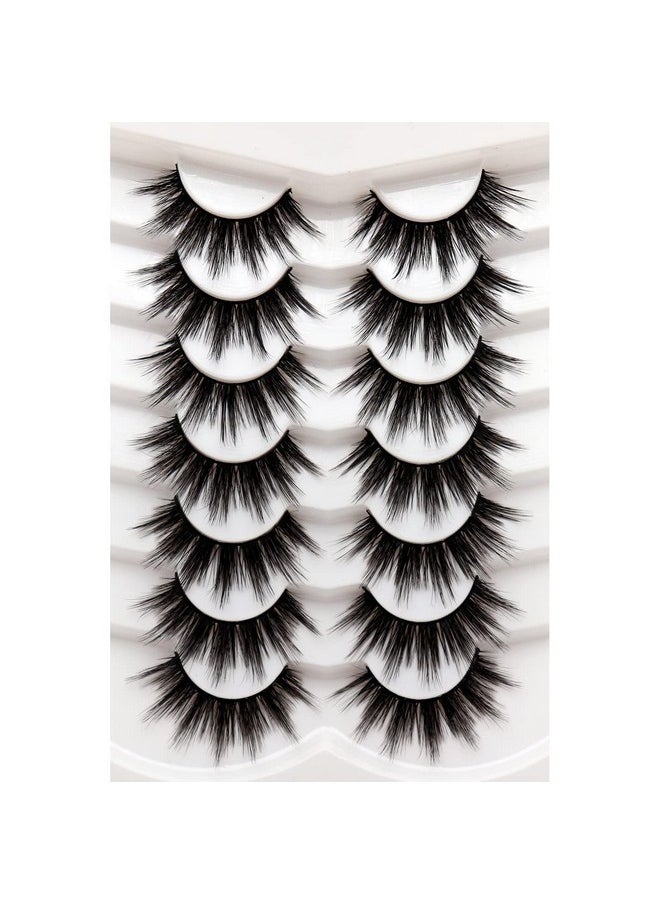 False Eyelashes Wispy Faux Mink Lashes Fluffy Handmade Fake Eyelashes Natural Look 7 Pairs Pack Luxury Cat Eye Lashes (815)