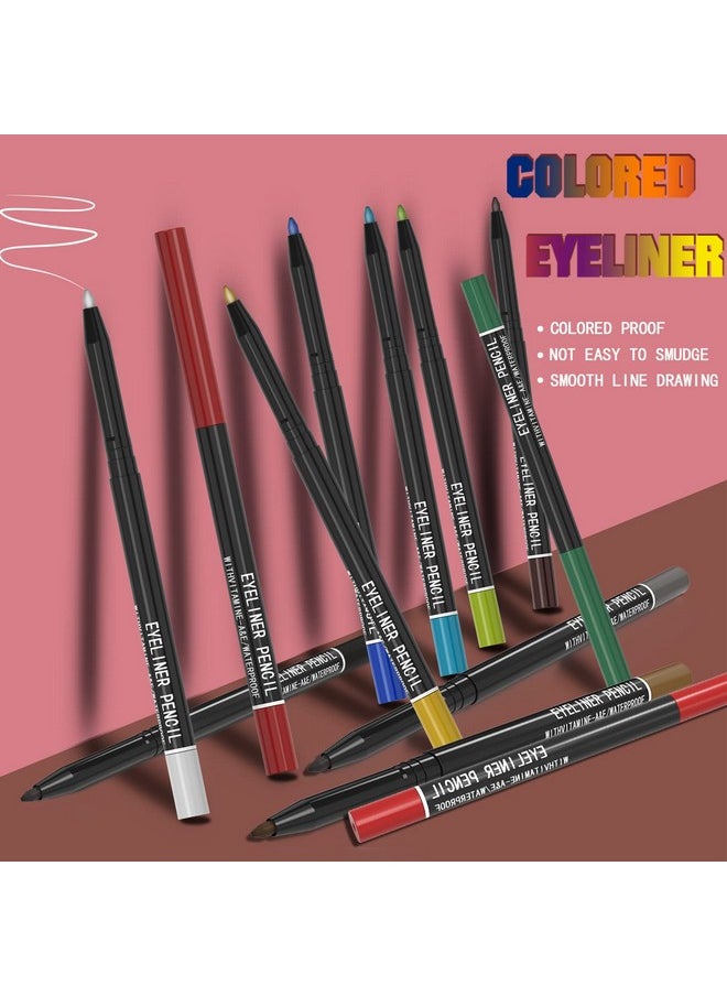 12 Kinds Of Color Eyeliner Pen, Eyebrow Pen,Eye Shadow Pencil, Lip Line Pen, Eyelid Pad, Pencil Makeup Set Tool 12Pcs (Multicolor)