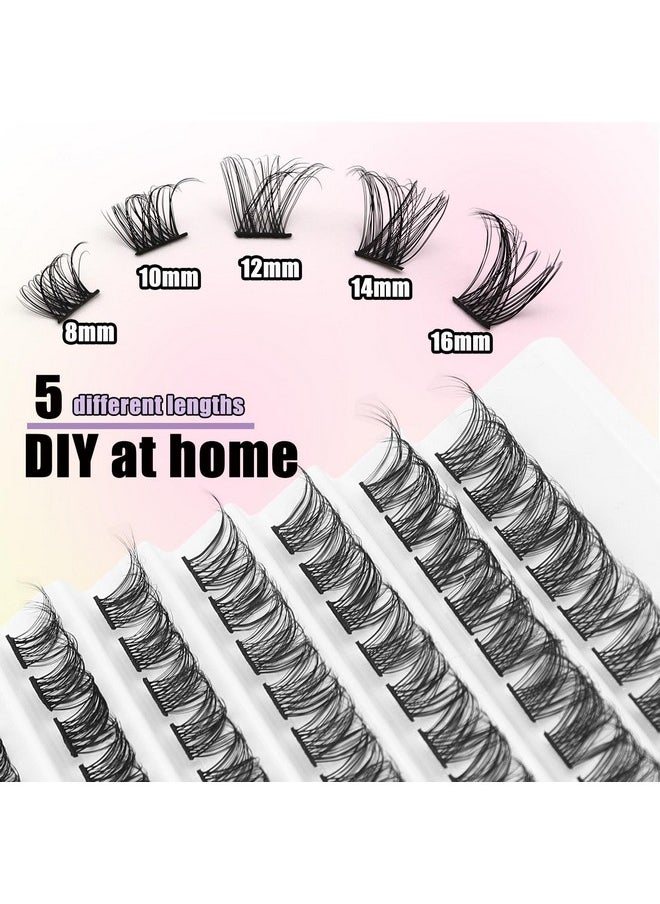 Diy Lash Extension Kit 120Pcs D Curl Lash Clusters With Waterproof Lash Bond And Seal, Lash Tweezers Eyelash Extensions Kit Soft Diy Cluster Eyelash Extensions Kit At Home (B10,8-16Mm,Kit)