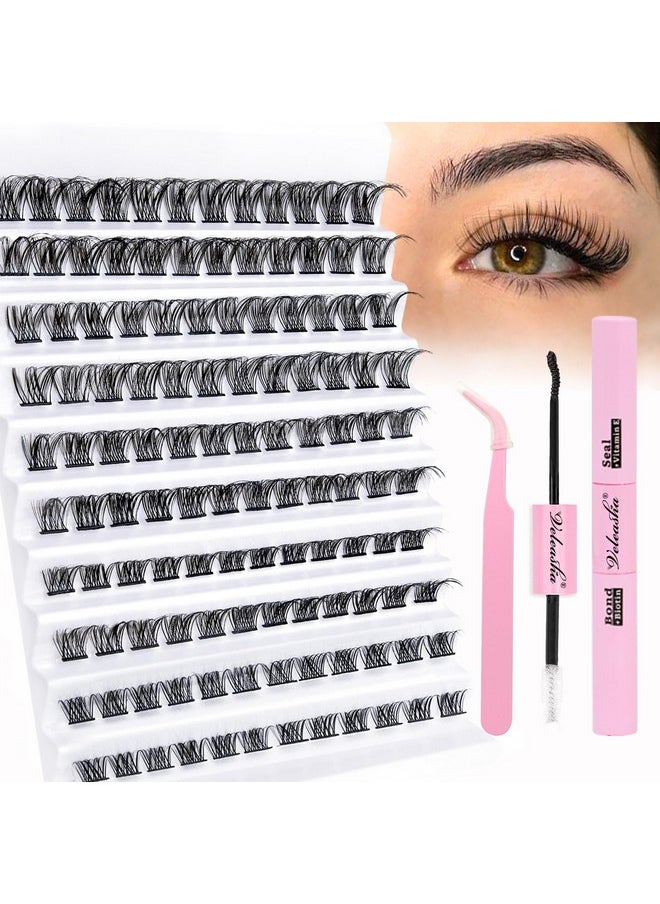 Diy Lash Extension Kit 120Pcs D Curl Lash Clusters With Waterproof Lash Bond And Seal, Lash Tweezers Eyelash Extensions Kit Soft Diy Cluster Eyelash Extensions Kit At Home (B10,8-16Mm,Kit)