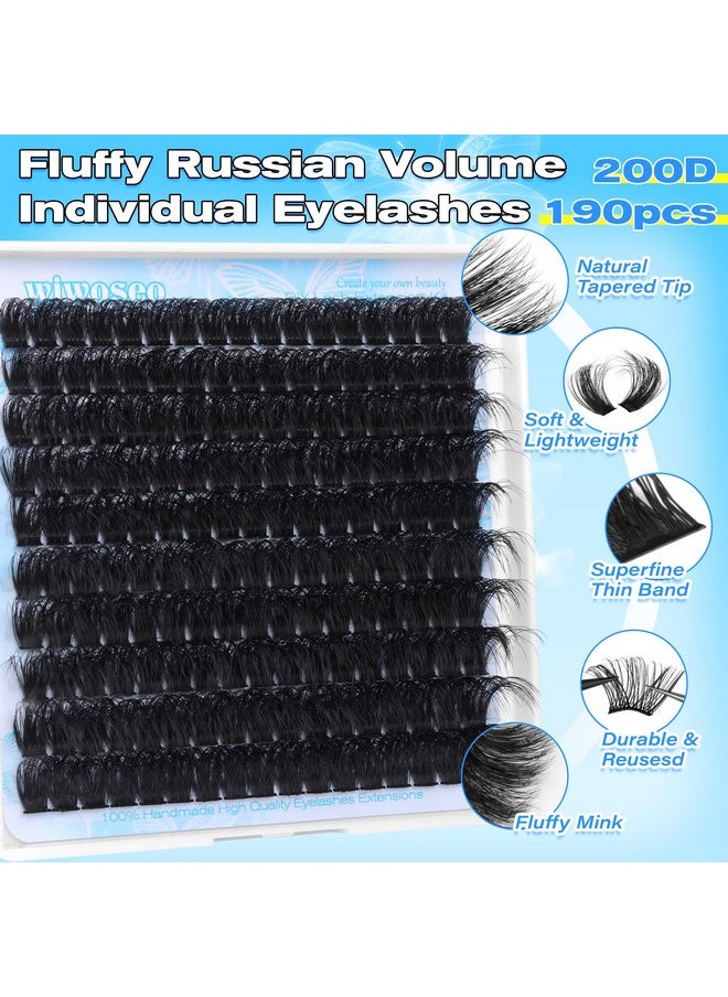 200D Long Lash Clusters Lashes Clusters Thick Volume Eyelash Clusters 14-20Mm Cluster Eyelash Extensions D Curl Individual Lashes For Beginners Diy At Home Cluster Lashes