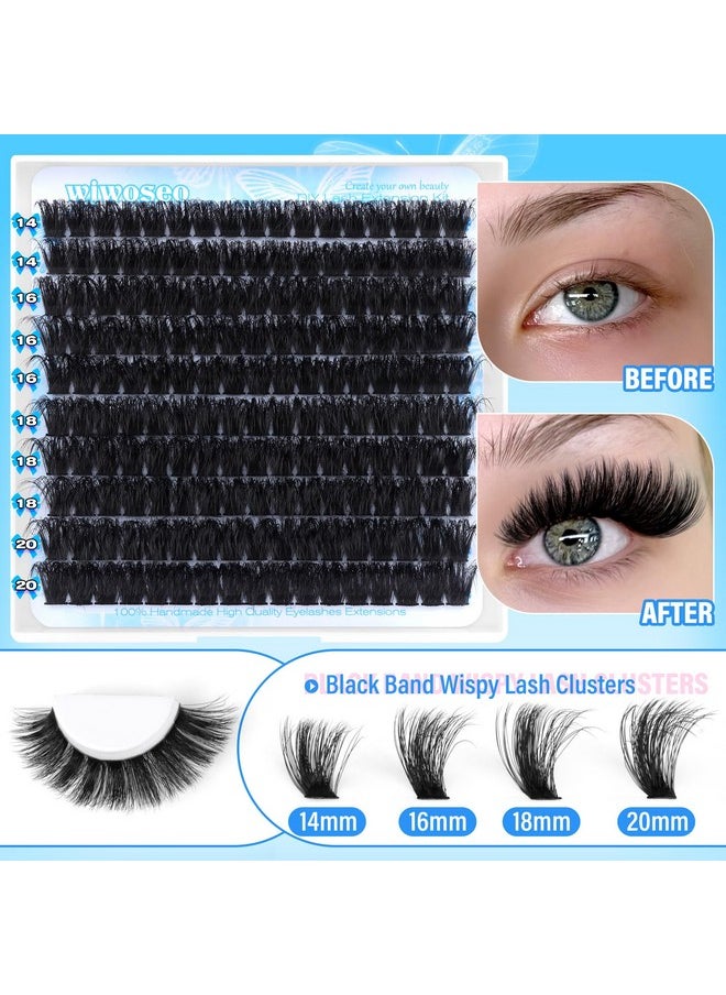 200D Long Lash Clusters Lashes Clusters Thick Volume Eyelash Clusters 14-20Mm Cluster Eyelash Extensions D Curl Individual Lashes For Beginners Diy At Home Cluster Lashes