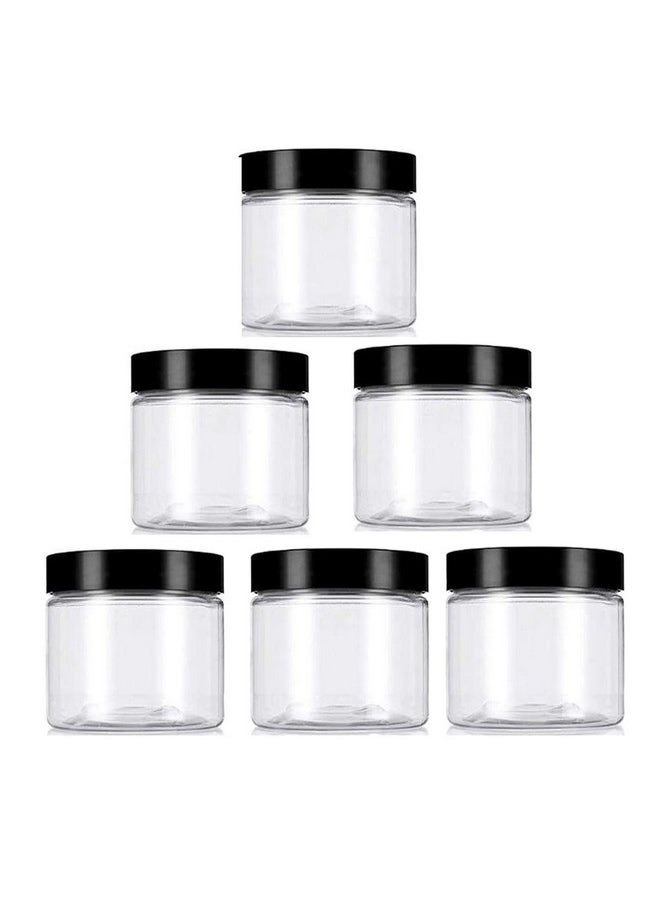 Clear 8Oz / 250G Pet Plastic Refillable Jars Empty Cosmetic Containers Cases With Black Lid Cream Lotion Box Ointments Bottle Food Bottle Makeup Pot Jar (6 Pack)