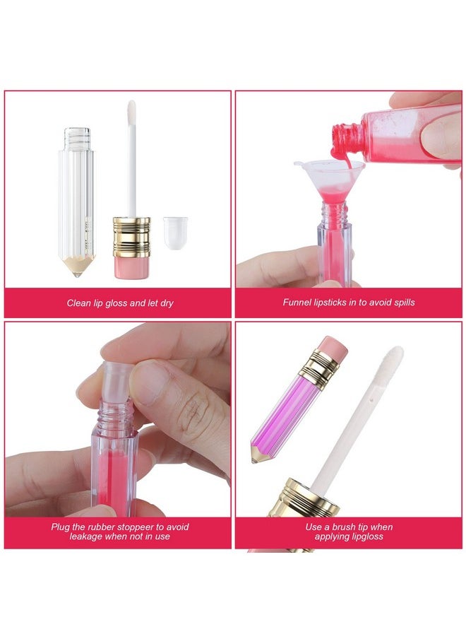 12 Pieces Pencil Lip Gloss Tubes, Empty Mini Pencil Shaped Lip Gloss Tubes Containers Clear Lip Balm Tube Plastic Refillable Bottle For Women Girls Gifts, 5Ml
