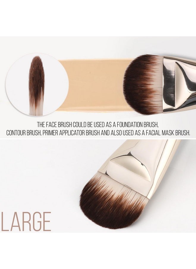 2Pcs Foundation Makeup Brush, Premium Under Eye Nose Contour Brush, Flat Tongue-Shape Concealer Makeup Brush For Liquid Cream Foundation Powder Buffing Blending