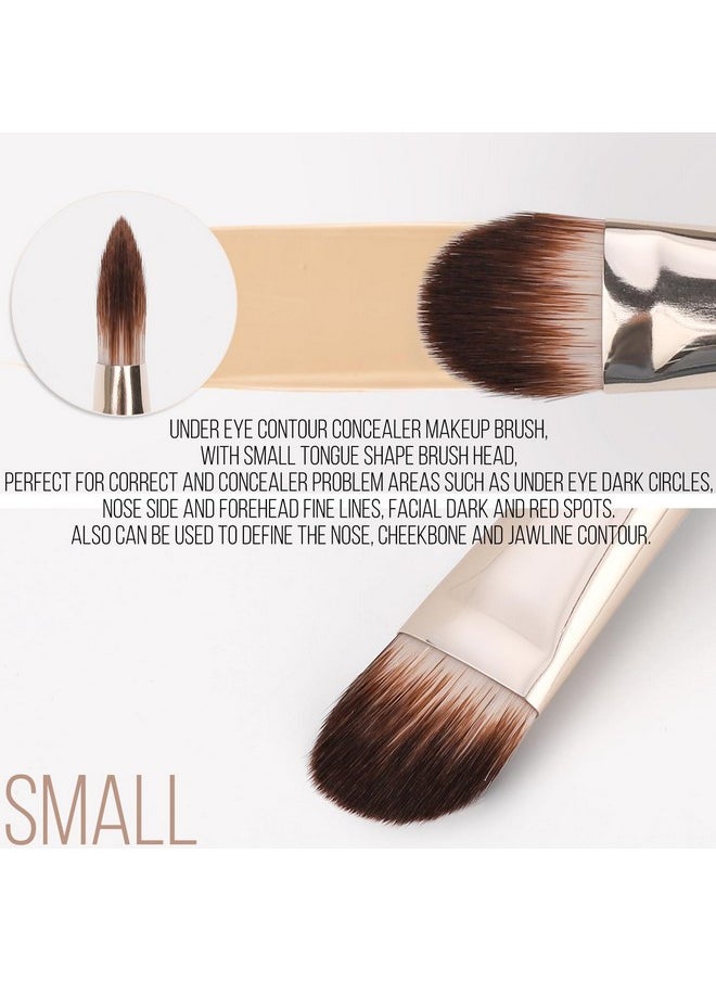 2Pcs Foundation Makeup Brush, Premium Under Eye Nose Contour Brush, Flat Tongue-Shape Concealer Makeup Brush For Liquid Cream Foundation Powder Buffing Blending