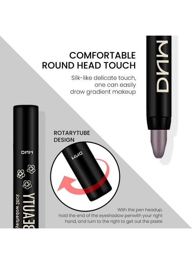 Smoky Amethyst Shimmer Cream Eye Shadow Brightener Sticks Set For Eyes, Smoky Shimmery Matte Pencil Eye Shadow Applicator Stick Pen Palette Makeup Waterproof Sombras En Crema Para Ojos 24#