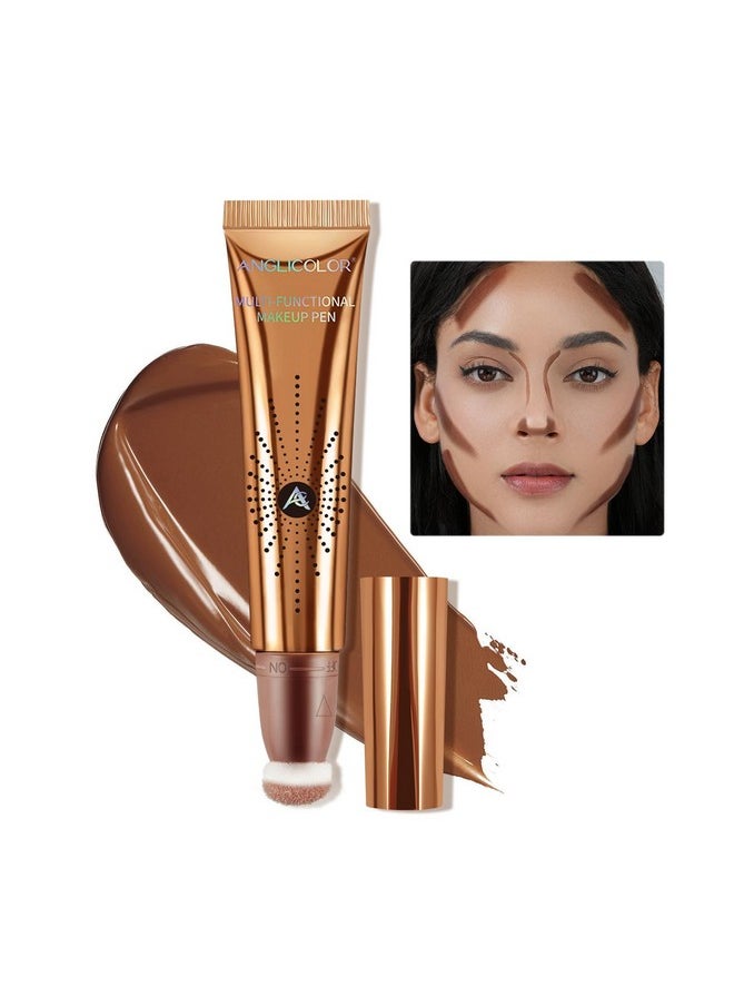 Contour Stick With Cushion Applicator,Liquid Contour Wand,Cream Contour Smooth,Bronzer Stick Lightweight Liquid Bronzer For Face (02#Fair/Medium)