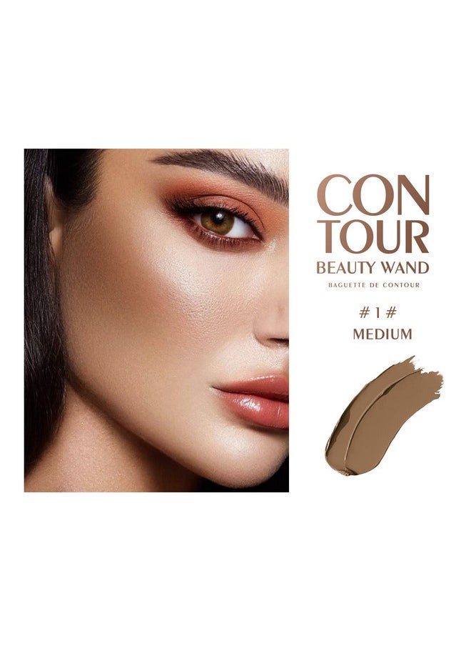 Contour Beauty Wand, Liquid Face Concealer Contouring With Cushion Applicator, High Coverage Natural Matte Finish, Lightweight Blendable Super Silky Cream Contour Stick-Medium