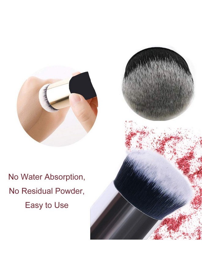 2 Pieces Foundation Brush, Chubby Makeup Brush, Suit For Blending Liquid, Cream Or Flawless Powder Cosmetics(Golden & Silver)