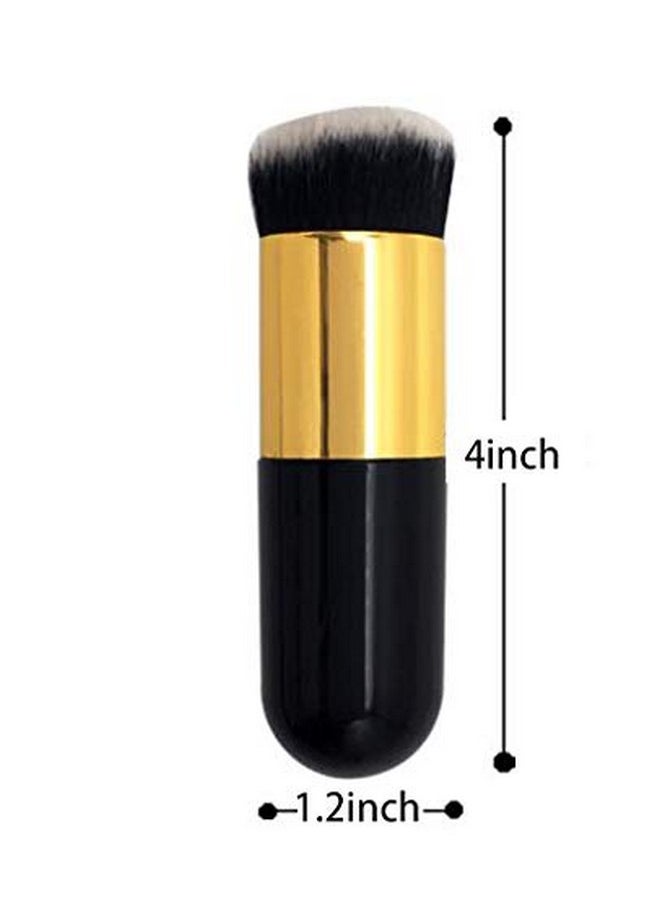 2 Pieces Foundation Brush, Chubby Makeup Brush, Suit For Blending Liquid, Cream Or Flawless Powder Cosmetics(Golden & Silver)